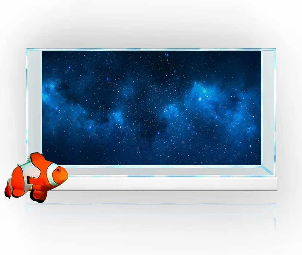 48X18IN Starry Aquarium Background, Art Starry Fish Tank Decorations Background, with 8 EVA Double-Sided Tape