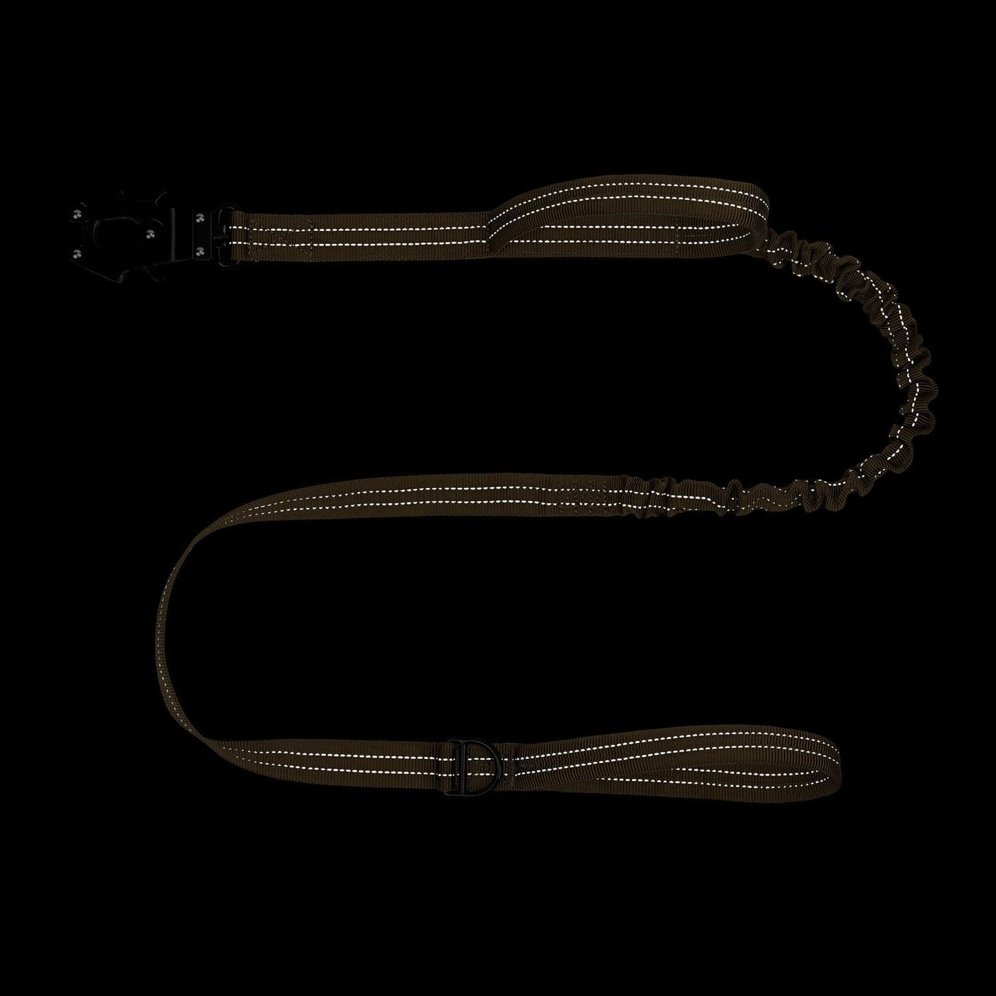 ICEFANG Tactical Dog Leash,K9 Training Walking Bungee Lead with 2 Control Handle,Heavy Duty Quick Release Metal Clasp,Hands Free D-Ring for Medium Large Dogs (4ft,Reflective Brown)