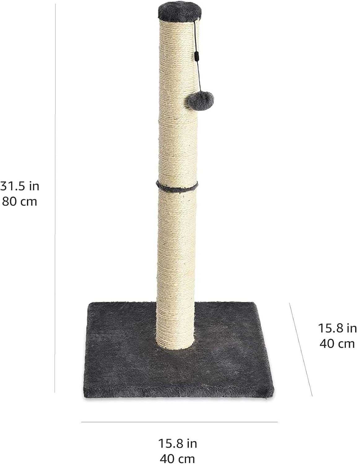 Amazon Basics Cat Scratcher - Indoor Classic Single Cat & Kittens Scratching Post, Medium (31.5"H) - Grey