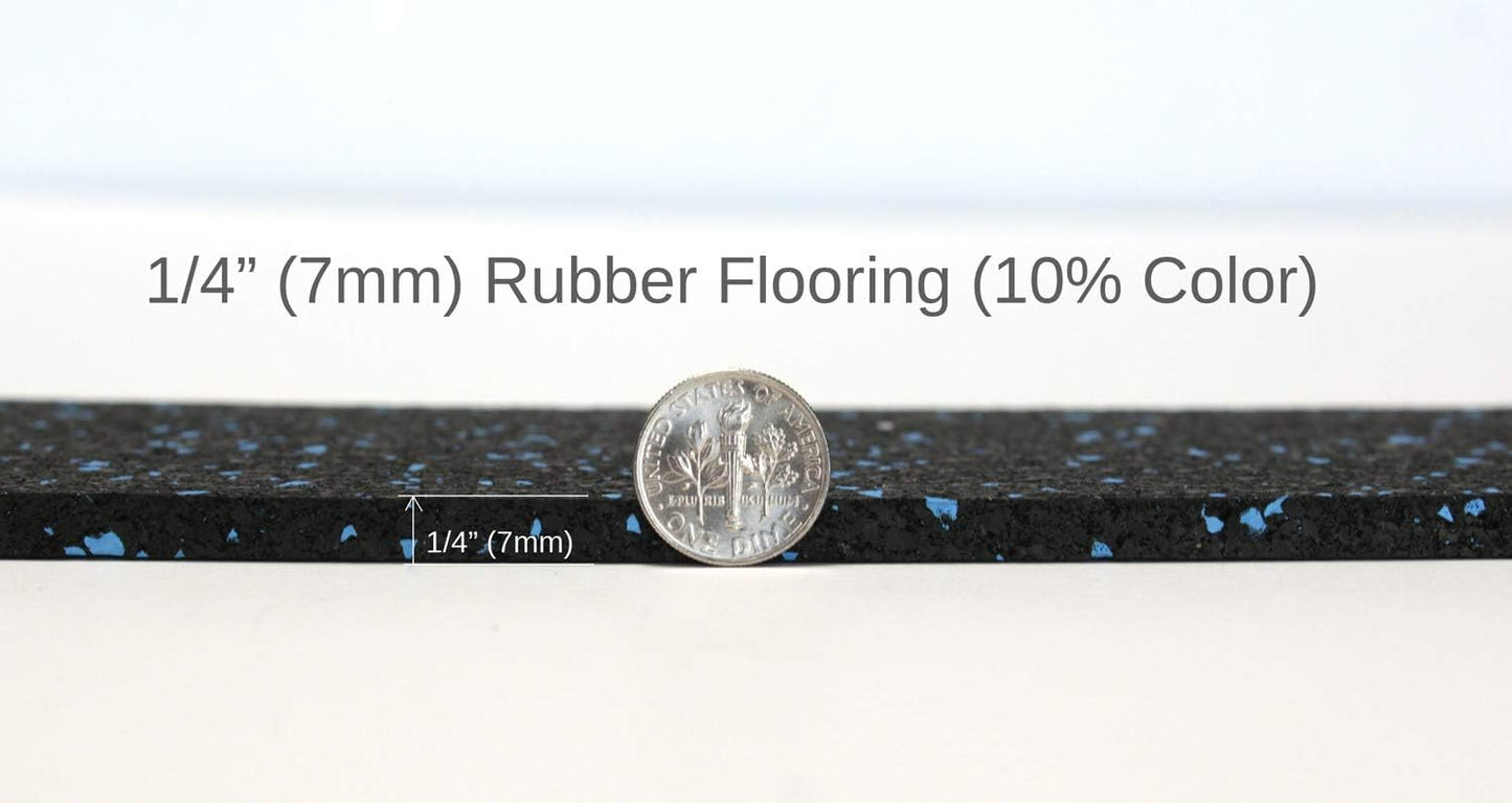 American Floor Mats 1/4in (7mm) Thick 10% Grey 4' x 9' Heavy Duty Rubber Rolls, Protective Exercise Mats, Home Gym Rubber Flooring