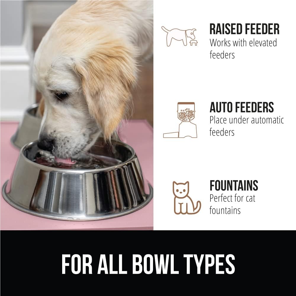 GORILLA GRIP 100% Waterproof Raised Edge BPA Free Silicone Pet Feeding Mat, Dog Cat Food Mats Contain Spills Protects Floors, Placemats for Cats and Dogs Water Bowl, Pets Accessories 23x15 Pink