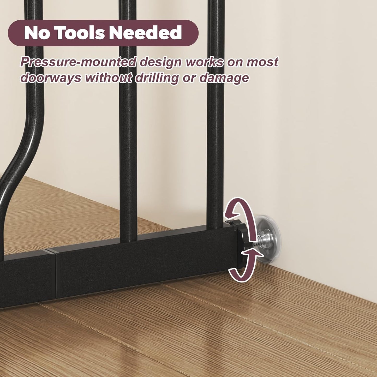 29"-40" Baby Gate for Stairs, Auto Close Stroller Friendly Dog Gate Indoor for Doorways, Pressure Mounted Baby Gate, Easy Walk Through Gate for Children & Pets, Black