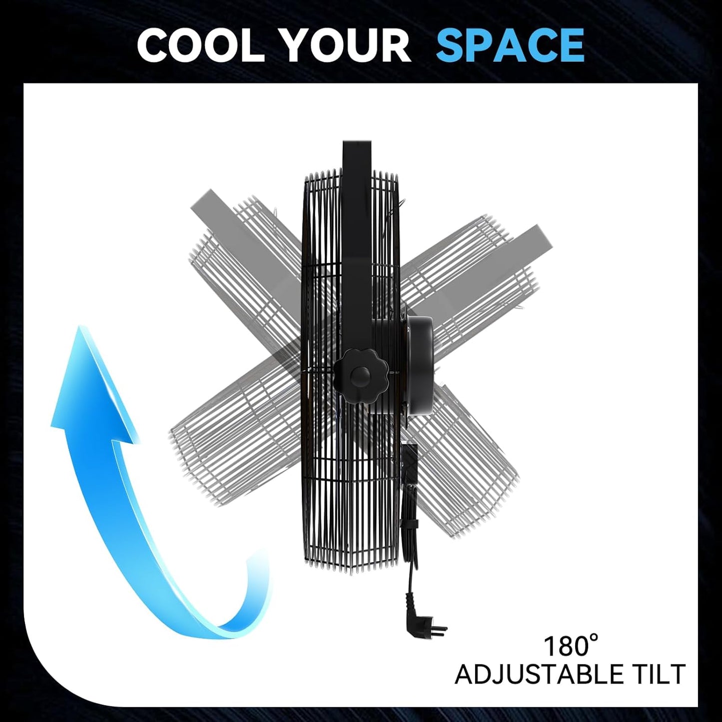 2600 CFM 14 inch Outdoor High Velocity Wall Mounted Fan, 3-Speed Metal Fans with IP44 Enclosure Motor, Industrial Grade Weatherproof Wall Fan for Patio, Greenhouse, Garage, and Gazebo