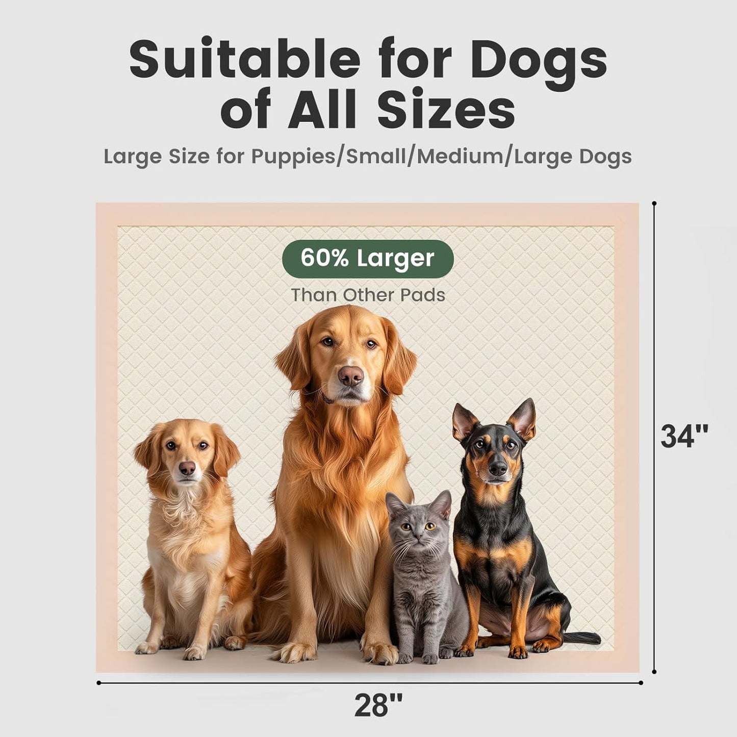 Gardner Pet Disposable Puppy Pads XL, 28"x34" Pee Pads for Dogs, Super Absorbent & Leak-Proof Full Edge-Wrapping Dog Training Pads, Extra Thick Puppy Pee Pads, Dog Pee Pad Potty Pads for Dogs 30 Count