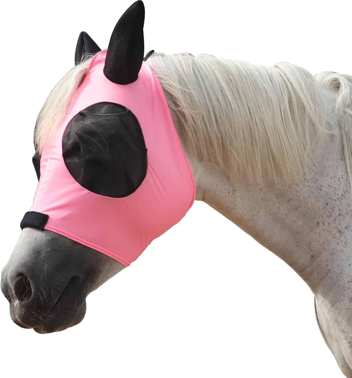 Horse Mesh Fly Mask with Ears, Soft Lycra Mesh Mask Anti-UV with Ears Pink, Cob