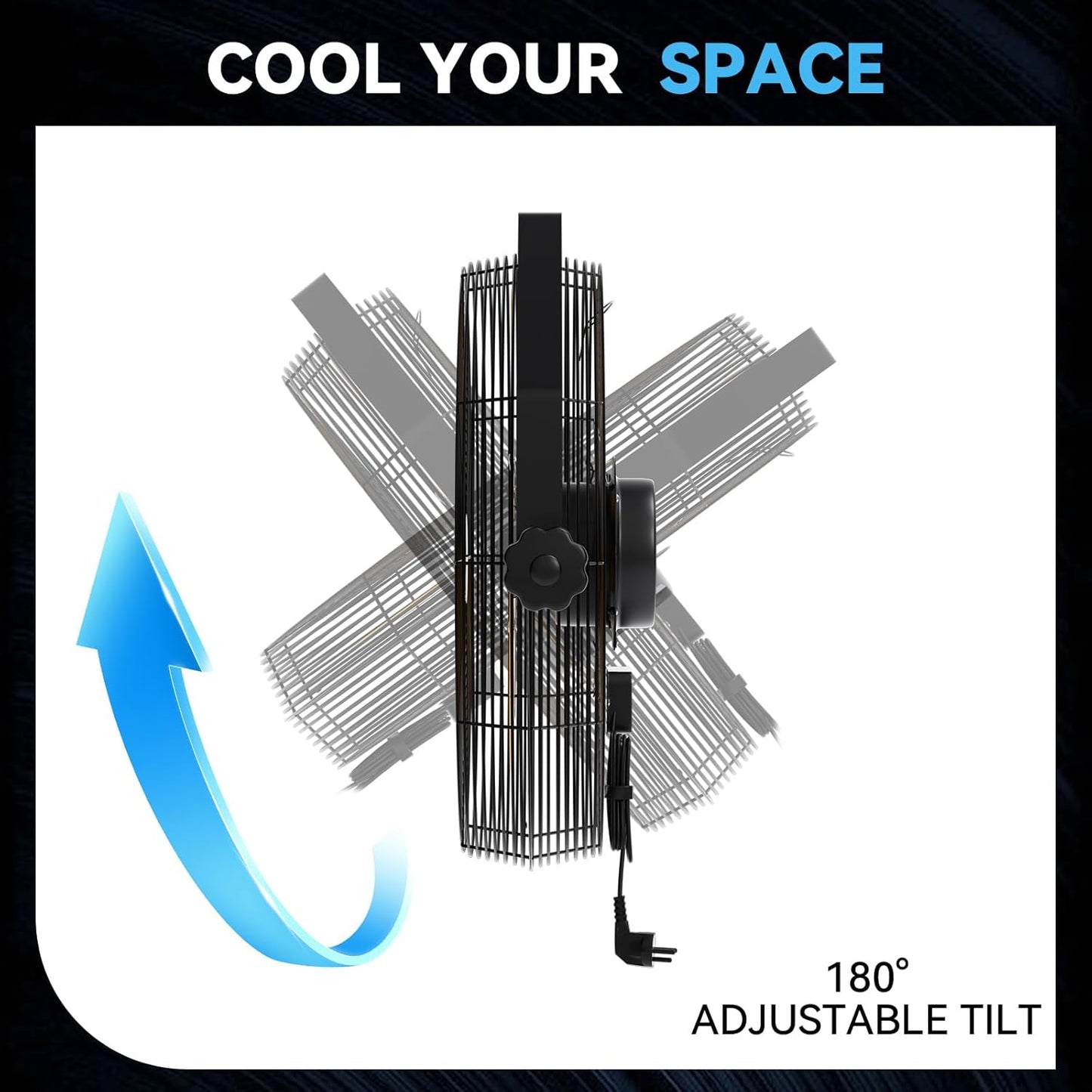 2PCS 4580 CFM 18 inch High Velocity Wall Mounted Fan, 3-Speed Metal Fan with Sealed Motor, 360 Degree Tliting Heavy Duty Wall Fan for Patio, Barn, Garage, and Gazebo - UL listed