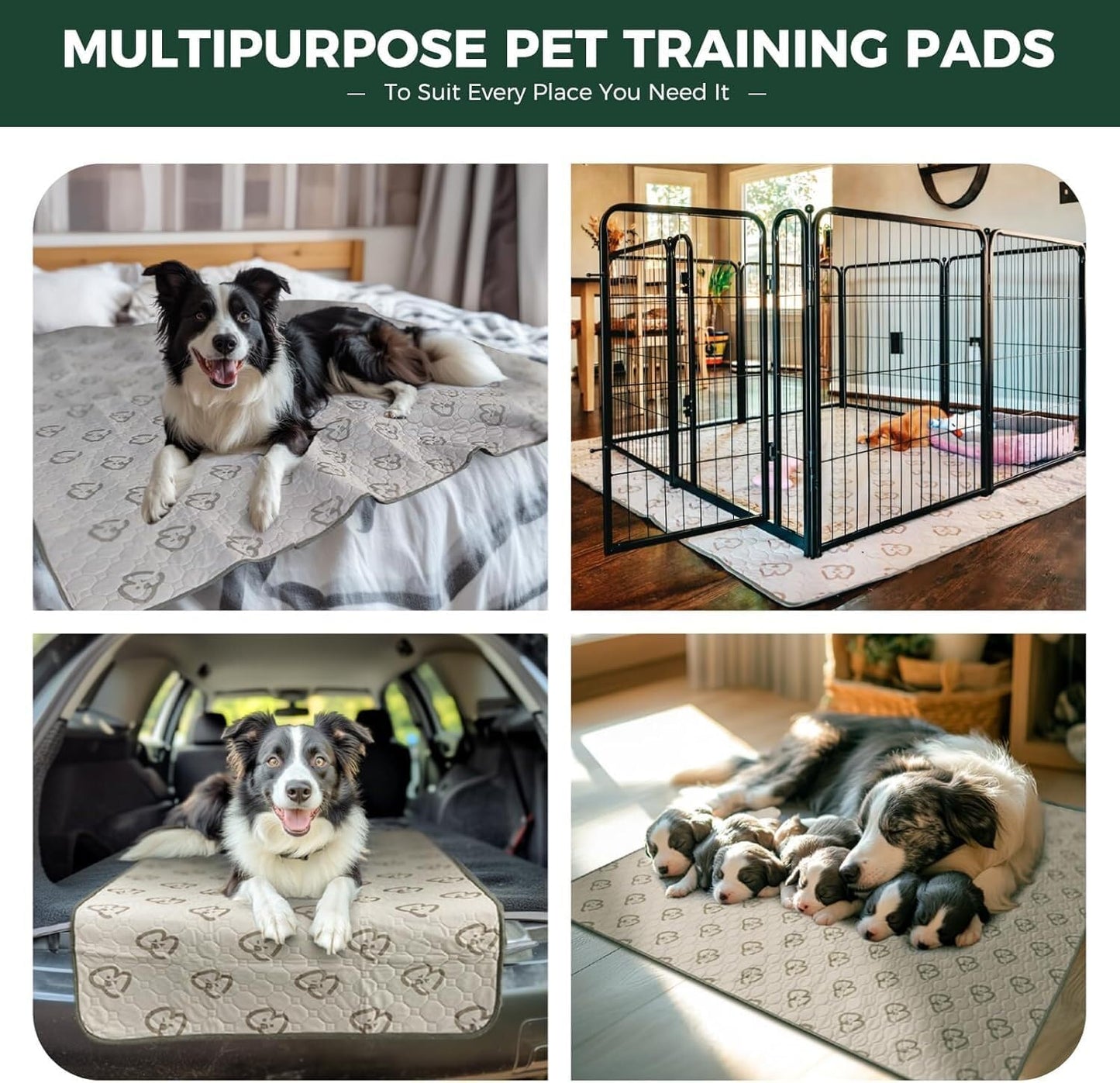 FXW Washable Pee Pads for Dogs, Puppy Pads with Super Absorbent, Specifically Designed Rollick/Homeplus 32/40/45inch 8 Panels Dog Playpen, 98" x 43" Rectangle, Khaki, 1 Pack