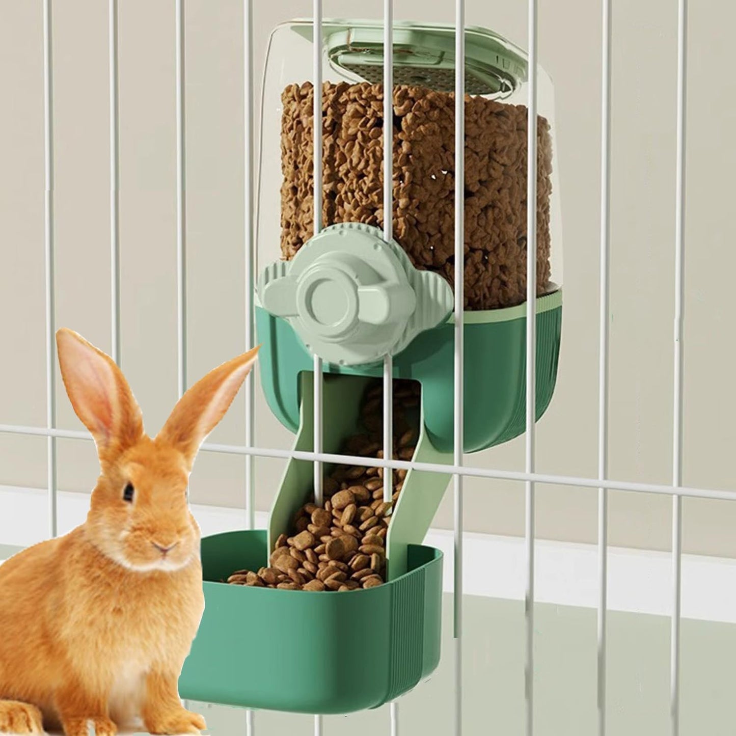 Pet Hanging Automatic Feeders Drinking Bowls,Gravity Rabbit Feeder and Water Set,Cage Cat Food Bowl Feeding Station for Puppy Kitten Chinchilla Hedgehog Guinea Pig Ferret (Green-Water)