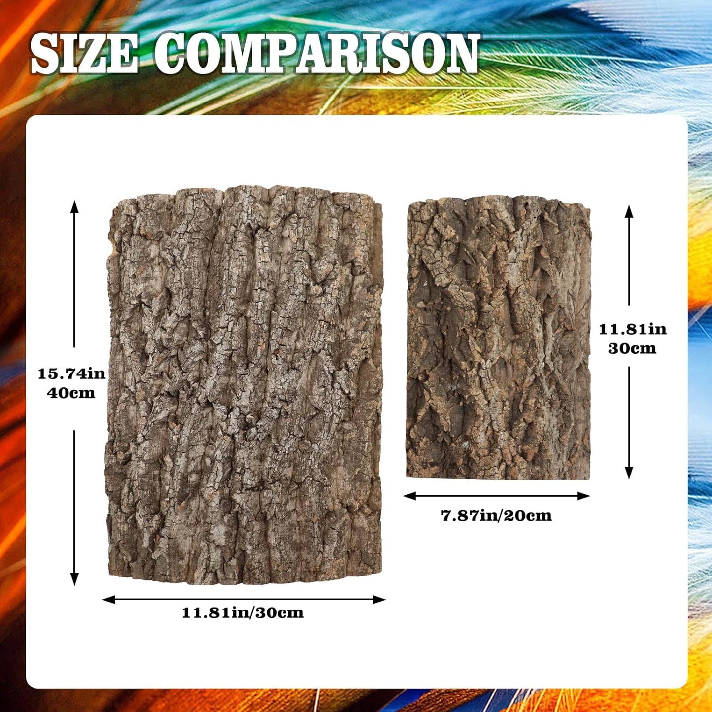 4 Pack Natural Cork Bark Bird Perch Stand, 15.7 × 11.8 inch Parrot Chewing Toys, Birdcage Background Decor Accessories, Bark Toy for Budgie Parakeet Cockatiel Lovebirds Conures Hamster Guinea Pig Rat