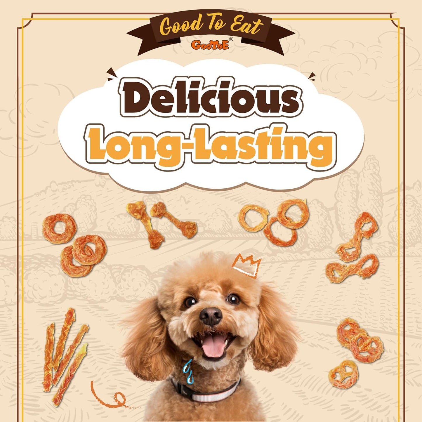 Gootoe Turkey Tendons for Dogs –All-Natural, Hypoallergenic Dog Treats, Rawhide Alternative, Long Lasting Puppy Chews, Healthy Dog Treats for Medium Breeds, Bone (M), 3 Count Pack