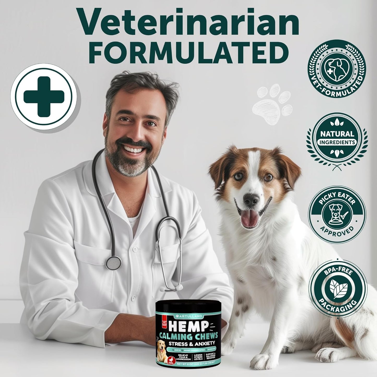 Hemp Calming Chews for Dogs - Dog Calming Chews - Dog Anxiety Relief Treats with Hemp Oil, Turmeric, Valerian, Ginger - Health and Wellness Supplements for Dogs - Hip and Joint Support - 120 Treats