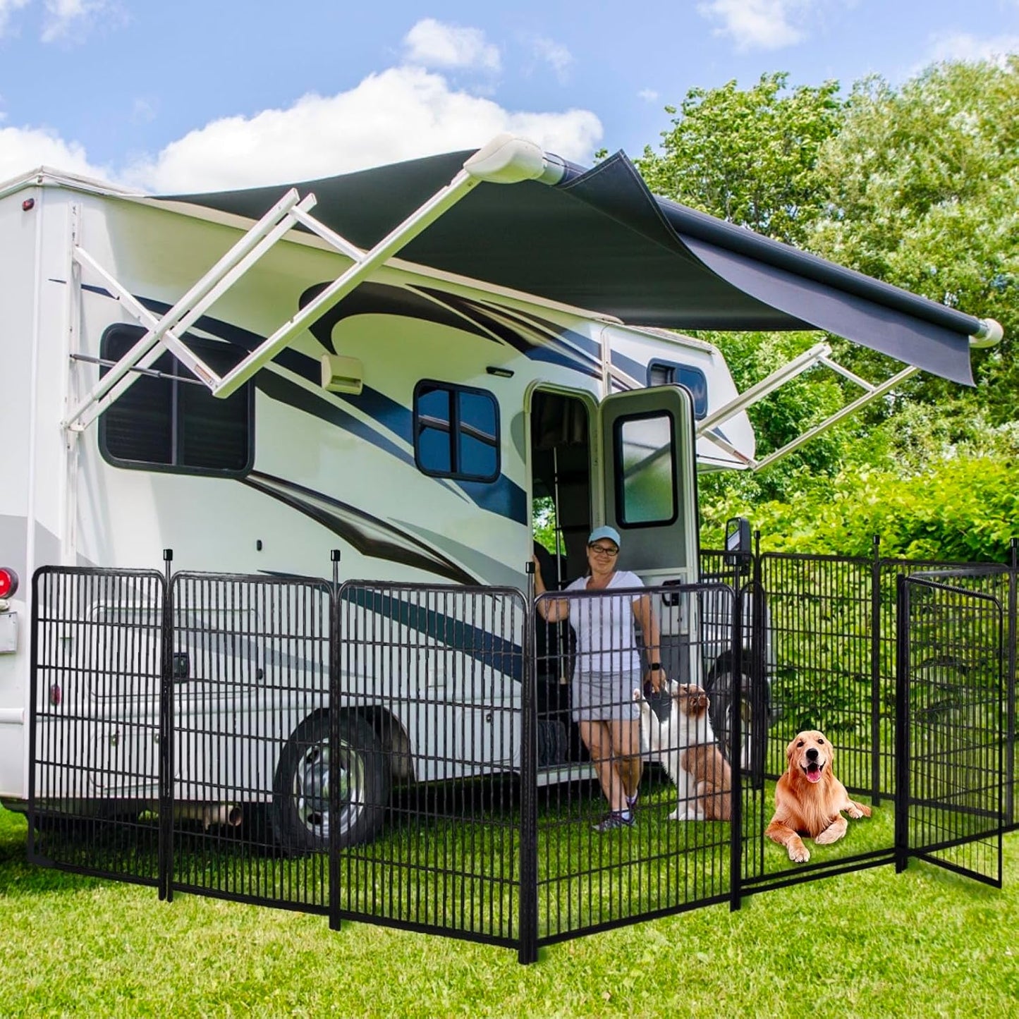 Garden Fencing 32 inch High, 12 Panels Total 26.6 Ft(L) Dog Fence Outdoor for Yard, Gate 21 Inches Wide with Low Sills. Fencing for Garden beds, Animal Barrier Fences, Rabbit Fence