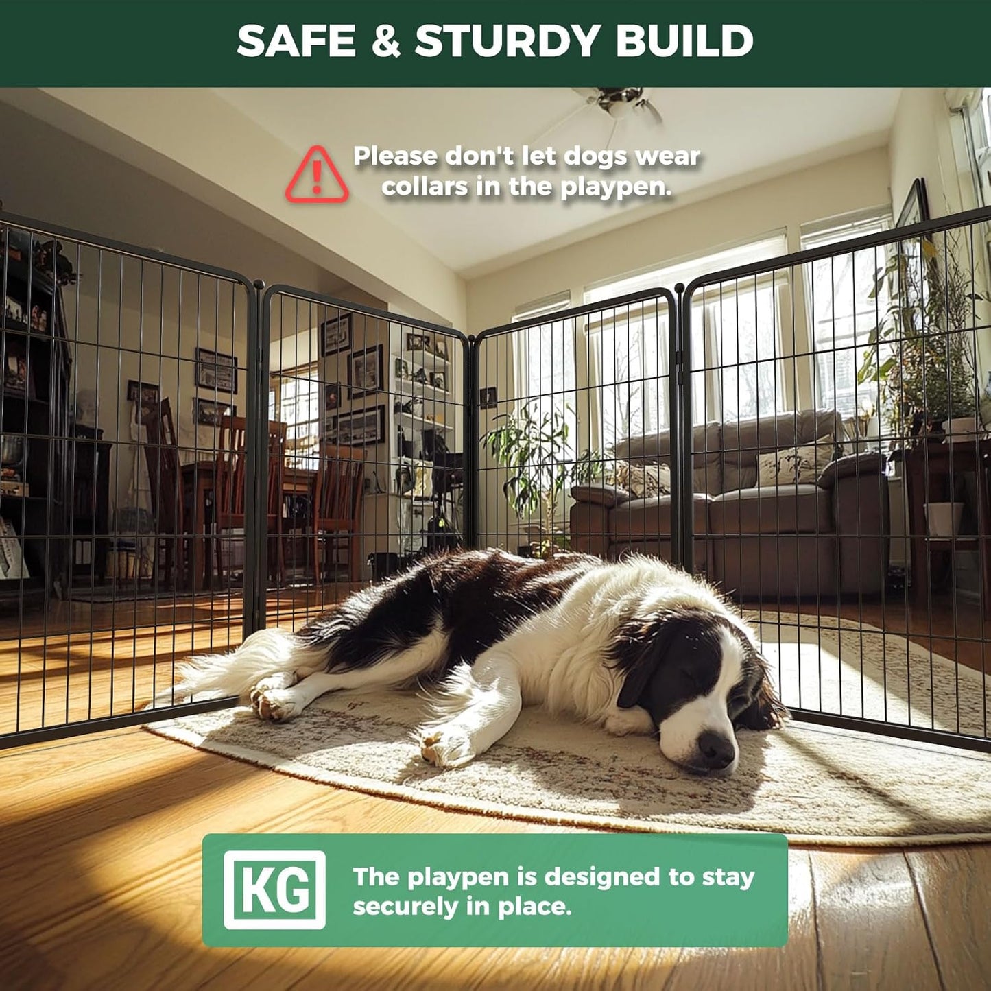 FXW Homeplus Unleashed Indoor Dog Playpen - Stress-Free and Safe Play, Heavy Duty 40 Inch 12 Wire Panels Dog Pen for Medium and Large Dogs, Black│Patented