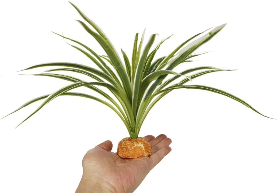 Artificial Spider Plants, Reptile Terrarium Decor, Bearded Dragon Tank Accessories fit Crested Gecko Leopard Lizard Chameleon Ball Python Snake Frog
