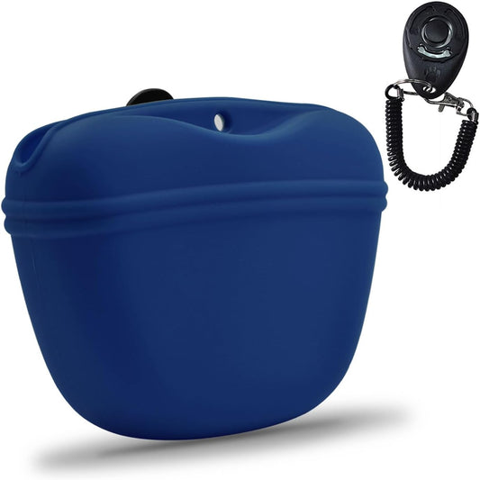 AUDWUD Silicone Dog Treat Pouch,Clip on Portable Training Container,Convenient Magnetic Buckle Closing and Waist Clip,No BPA