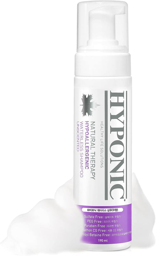 HYPONIC Hypoallergenic Premium Waterless Shampoo for All Pets (Unscented, 6.4 oz) - Fragrance Free, Natural Dry Shampoo, Waterless Foam, Grooming for Dogs and Cats