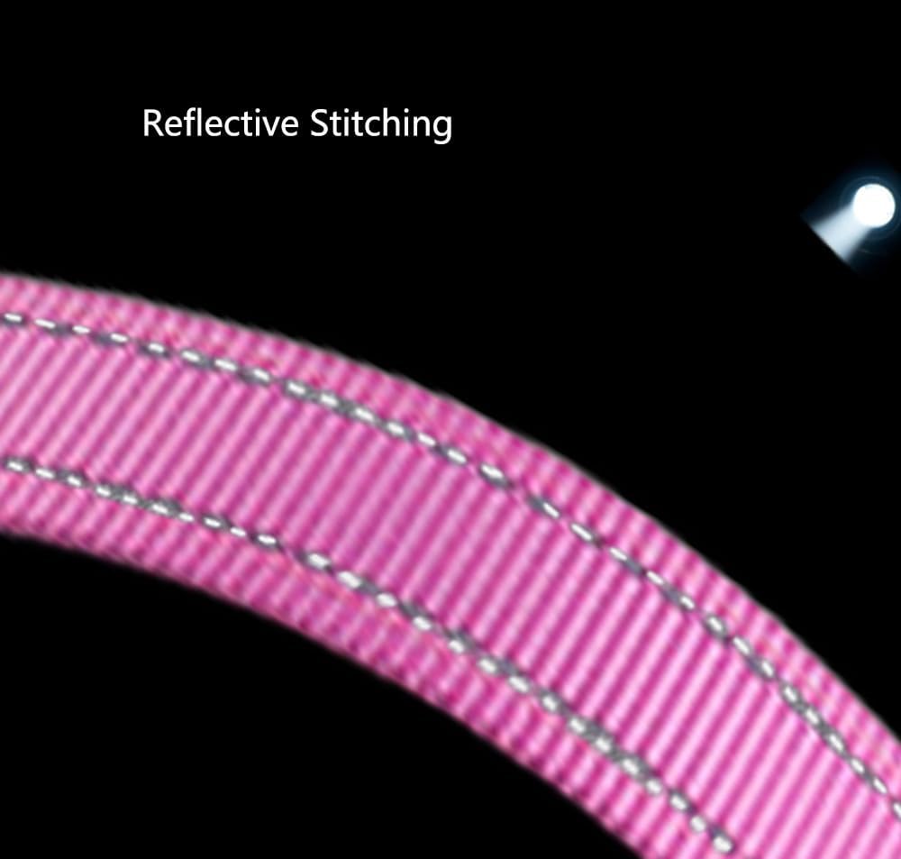 Hands Free Dog Leash for Large Medium Dogs Heavy Duty Bungee Reflective Adjustable Waist Leashes for Walking Running with Car Buckle 4-6FT (Rose)