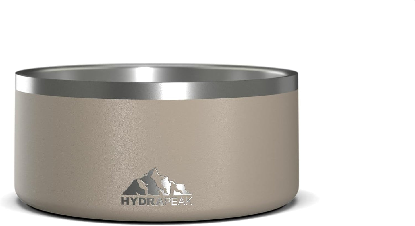 Hydrapeak Dog Bowl; Non Slip Stainless Steel; Water and Food Dish; Large Sized and Small Dogs; 32oz 64oz; Multiple Sizes | 8 Cup | Stone