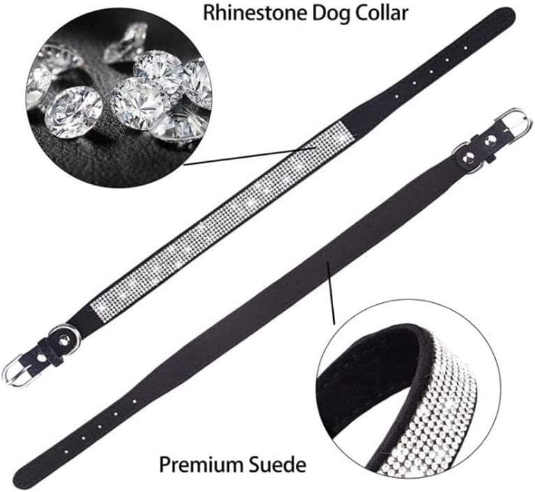 Rhinestone Dog Collar for Small Dogs, Bling Diamond Fancy Crystal Glitter Pretty Jewel Pet Puppy Collars for XXS XS Small Medium Large Breed Girl Dogs Female Cats Kitten, Colorful Black L