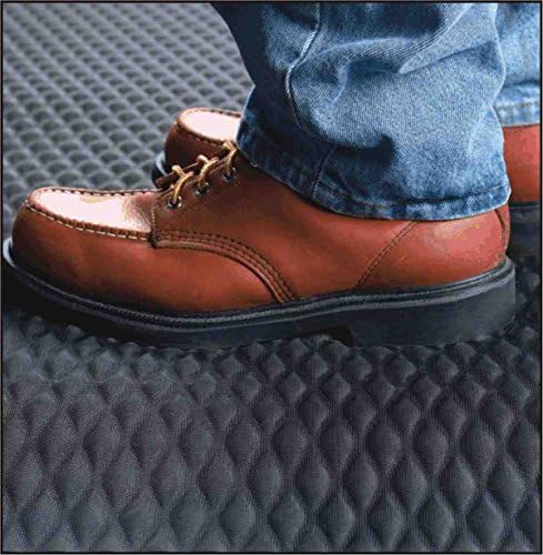 American Floor Mats Hog Heaven 5/8 inch Black & Yellow Border 3' x 10' Nitrile Backed Anti-Fatigue Comfort Mat