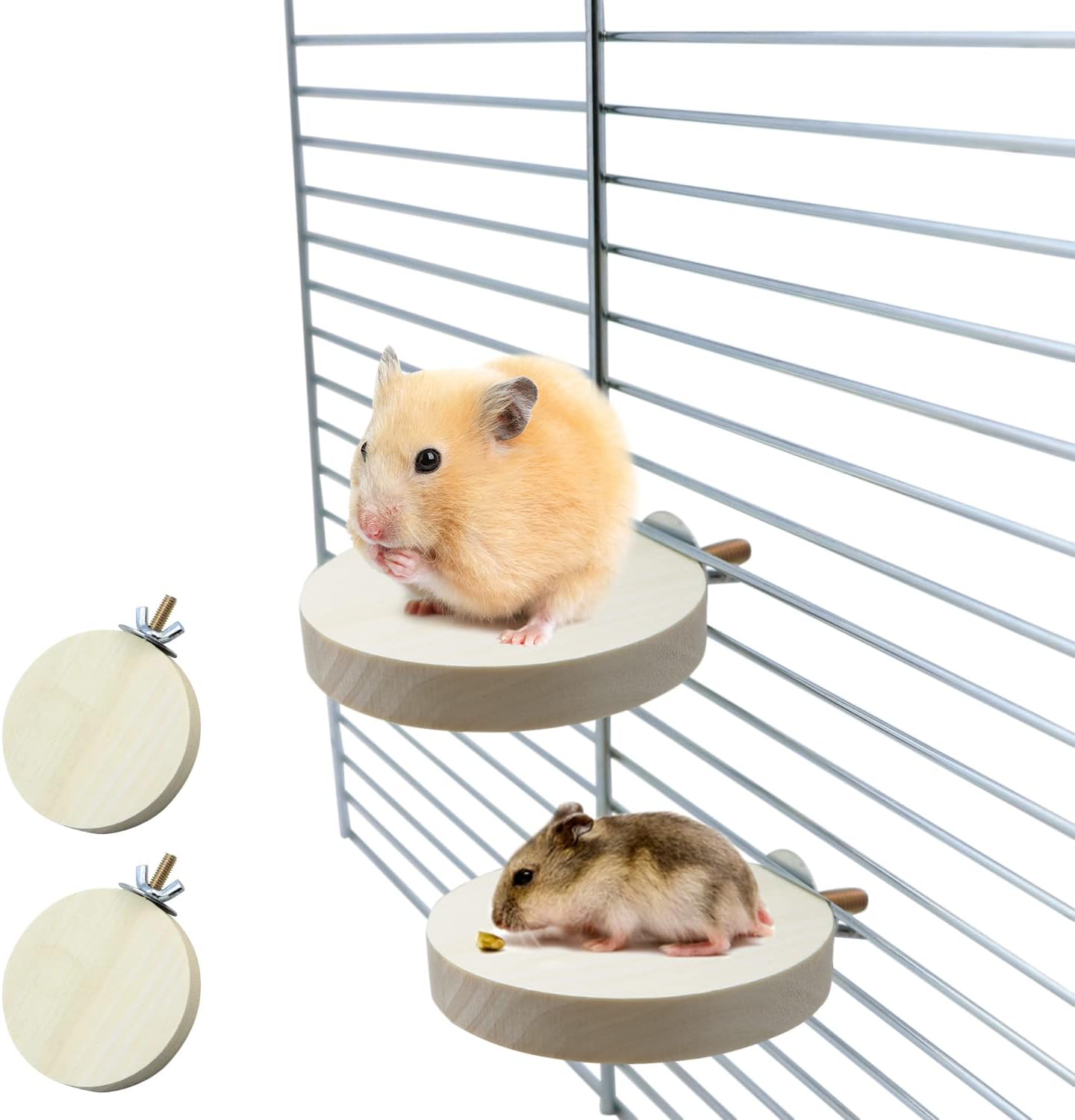 2 Pieces Bird Perch Platform Wooden Stand Toy for Small Bird Parrot Parakeet Cockatiel Budgie Lovebirds Conures Finches Rat Cage Accessories