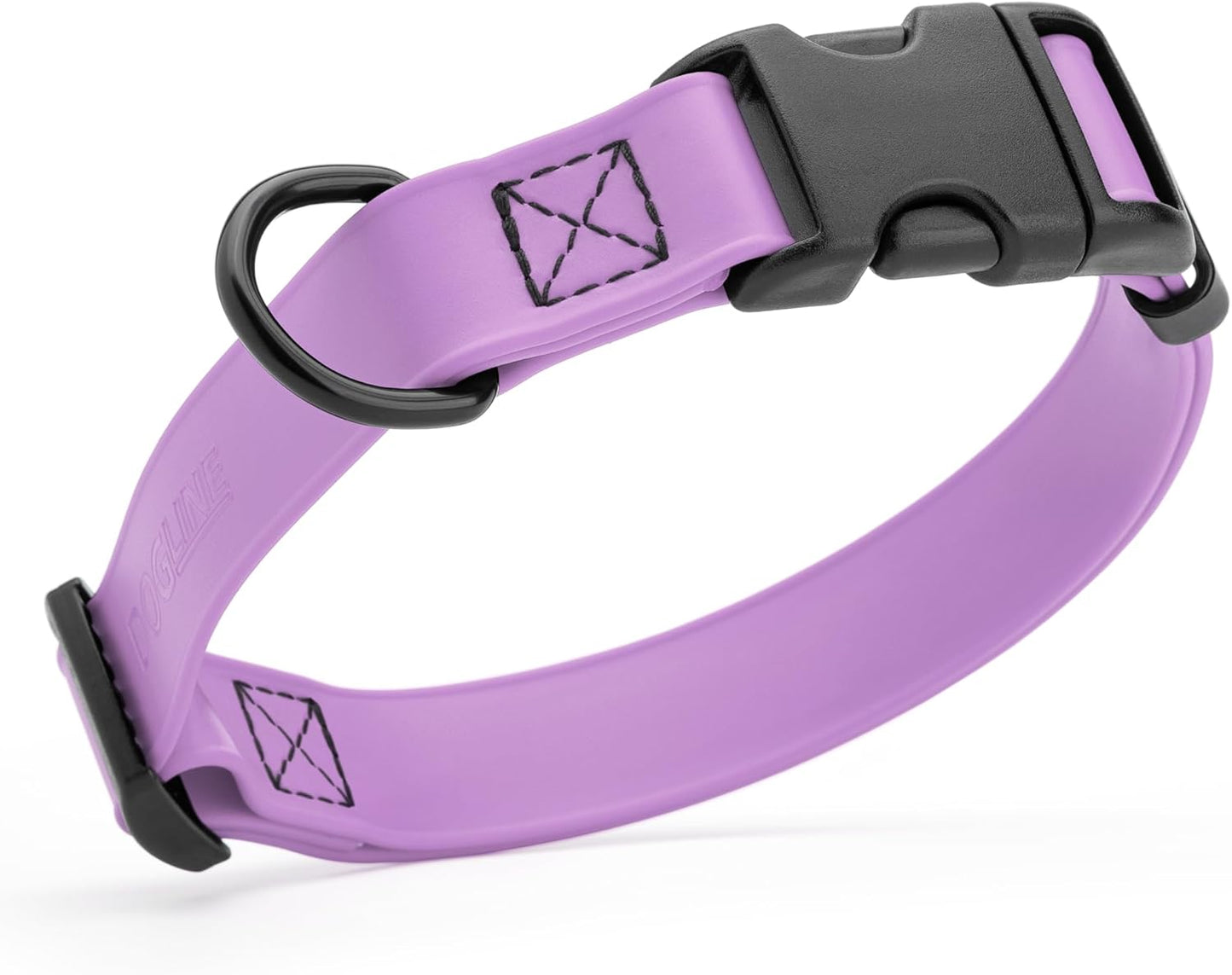 Dogline Biothane Waterproof Dog Collar with Quick Release Buckle Strong Coated Nylon Webbing with Odor- Proof for Easy Care Easy to Clean Fits Small Medium Large Dogs, Amethyst Purple 3/4" W 12-19" L