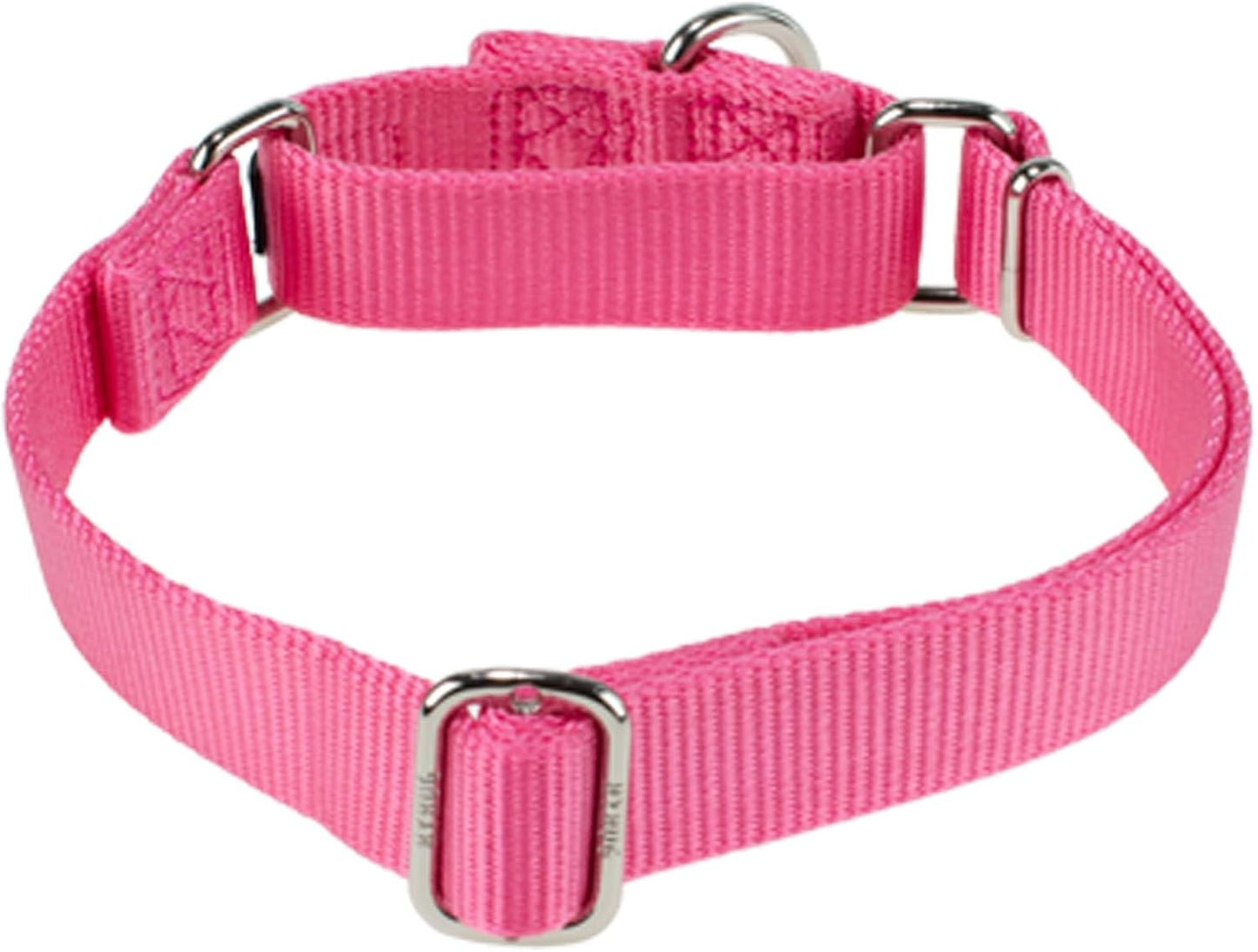 Hyhug Improved Design Nylon Webbing, Cold Water Washing Does Not Fade, Not Polluting Dog Hair, Wear Resistant and Not Prone to Fuzzing. No Slip Training Martingale Collar. (Candy Pink, Small)