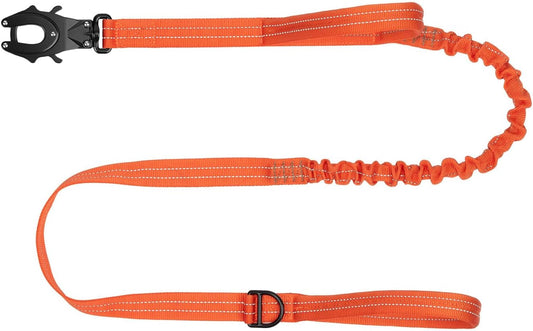 ICEFANG Tactical Dog Leash,K9 Training Walking Bungee Lead with 2 Control Handle,Heavy Duty Quick Release Metal Clasp,for Medium Large Breed (Reflective Orange, 6 FT)
