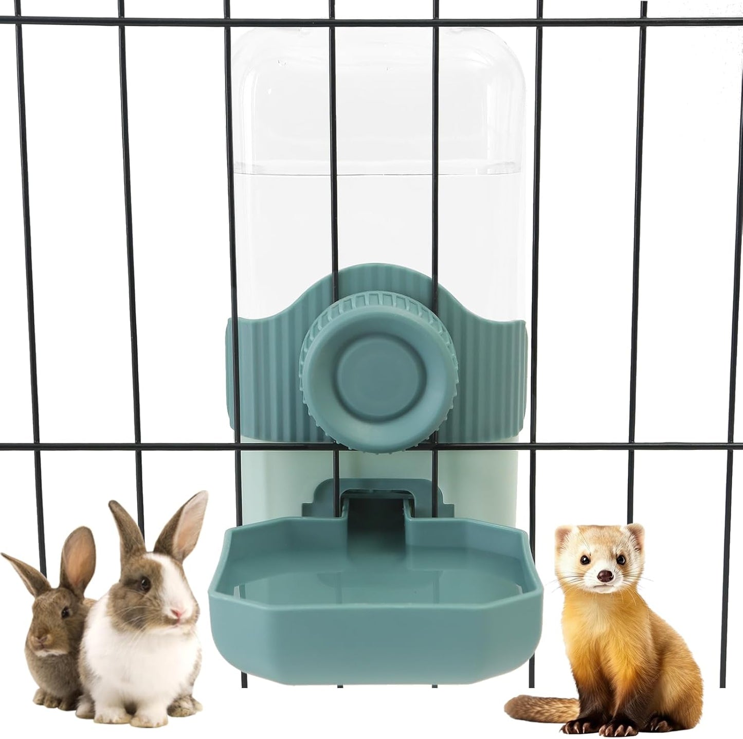 Rabbit Water Bottle, 800ml/28oz Hanging Automatic Water Dispenser for Cage, Ferret Bunny Guinea Pig Water Bowl,Suitable for Small Animal (Blue, 800 ml/28 oz)