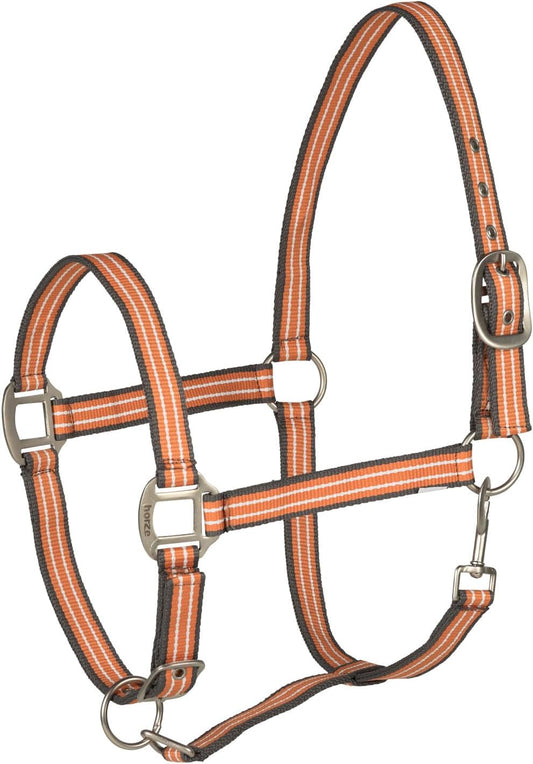 HORZE Adepto Adjustable Horse Halter | Soft, Durable Polyester - Coral Gold - Pony