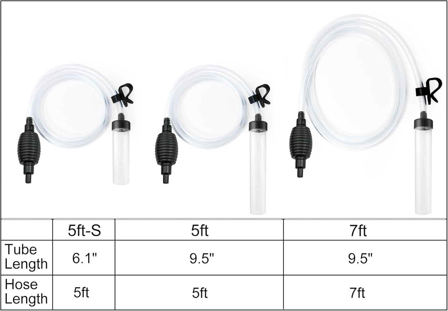 5ft-S Aquarium Siphon Vacuum Cleaner for Fish Tank Cleaning Gravel & Sand