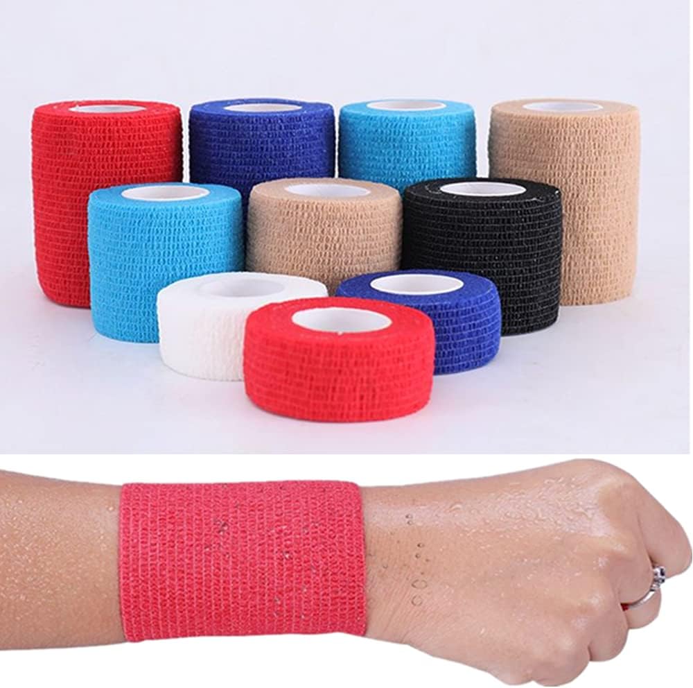 6 Pack 4" x 5 Yards Self Adhesive Bandage Wrap Breathable Cohesive Vet Wrap for Pets, Elastic Self-Adherent Tape for Sports, Wrist, Ankle (Mixed Colors)