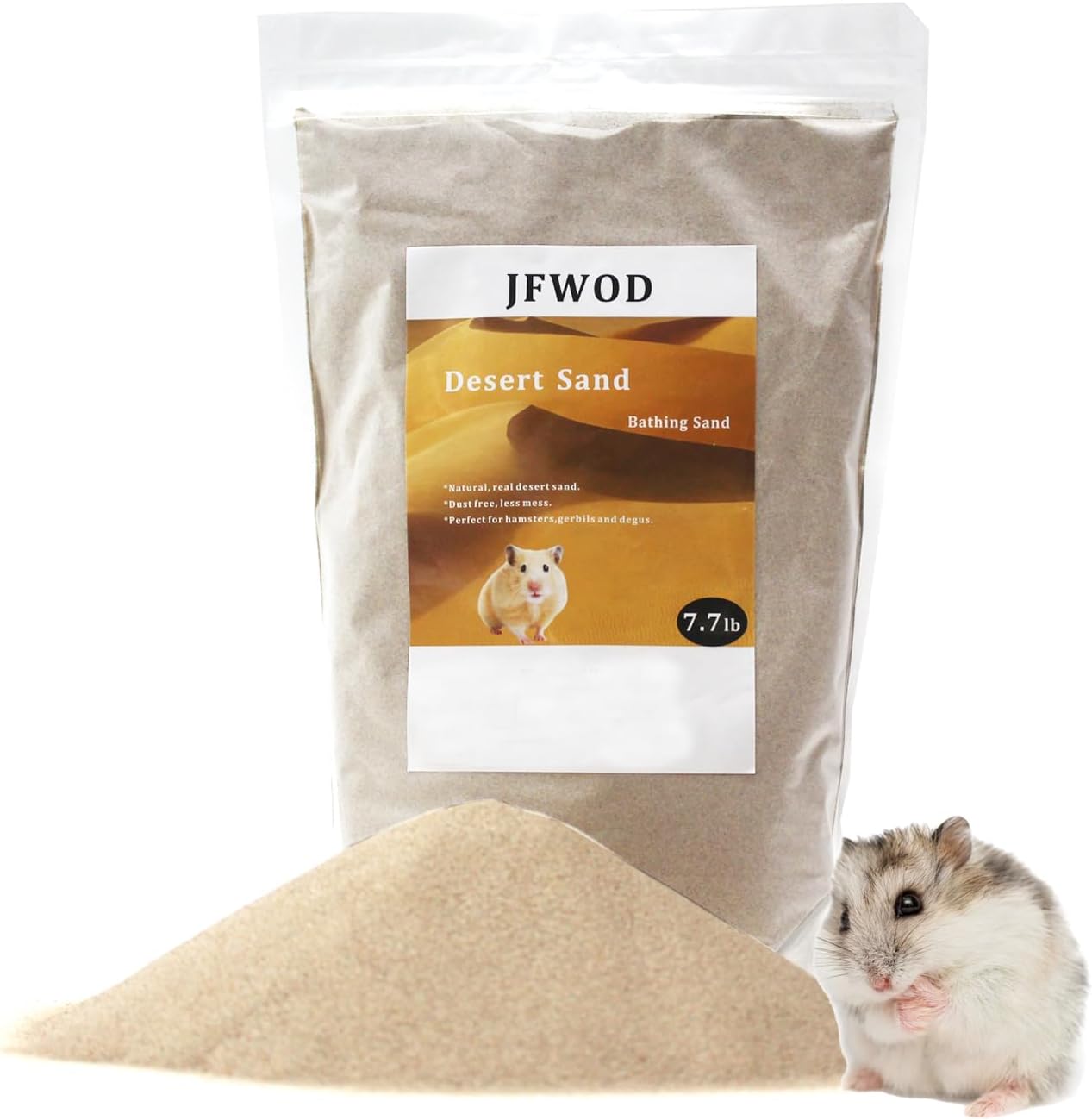 Hamster Bath Sand, 7.7lb Dust Free Desert Sand or Potty Litter Sand for Hamster Chinchillas Gerbil Syrian Mice Small Animals(Beige)
