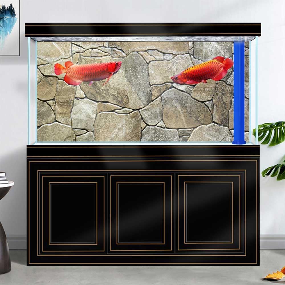 30X18IN Marble Aquarium Background, Art Marble Aquarium Background, Natural Marble Glass Terrarium Background with 8 EVA Double-Sided Tape