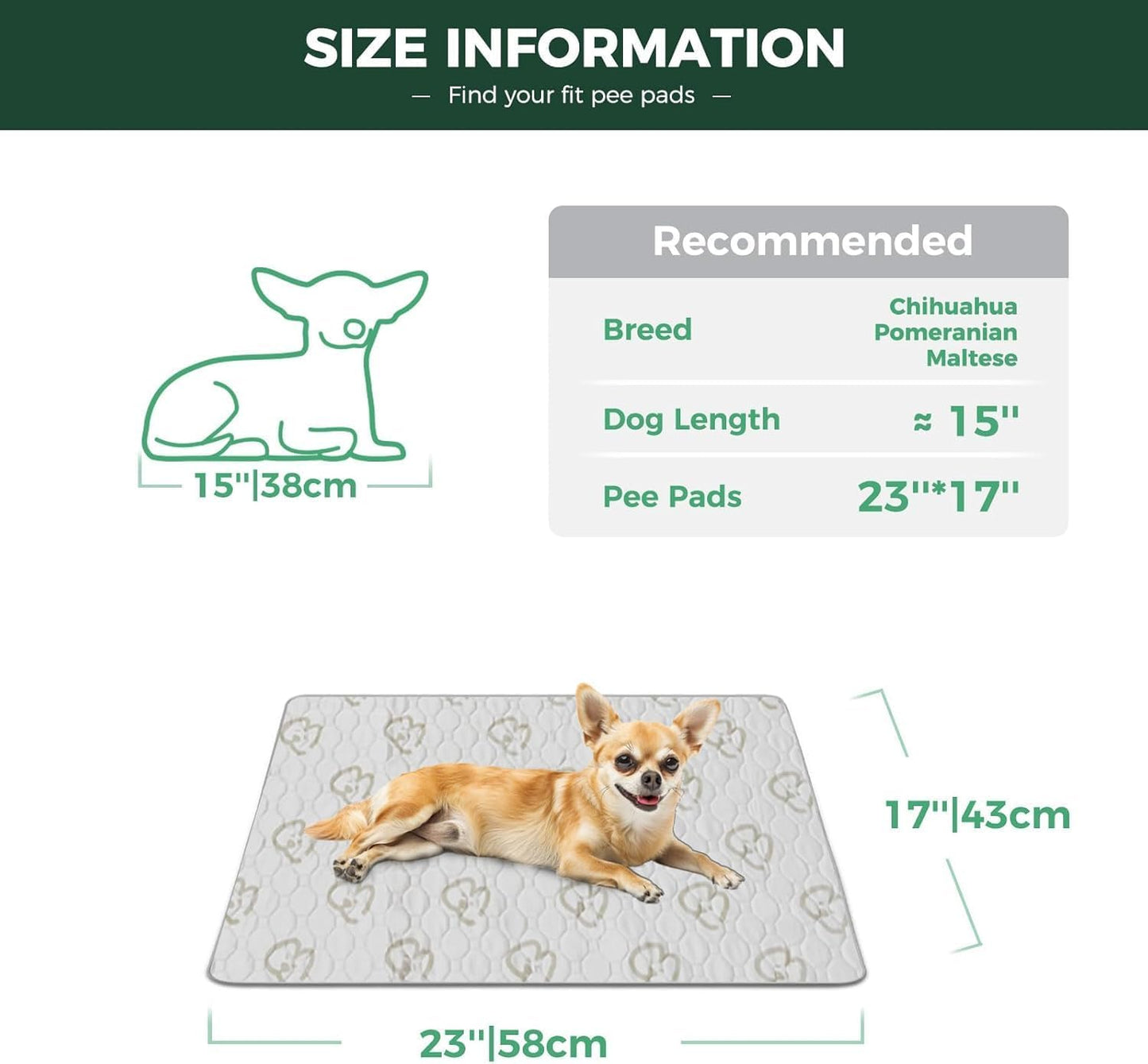 FXW Washable Pee Pads for Dogs, Puppy Pads with Super Absorbent, Specifically Designed for 24inch Cages, 23" × 17" Rectangle, Khaki, 4 Packs