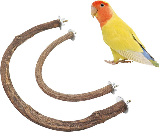 2 Pack Bird Perch Stand, Natural Wood U Shape Parrot Stand Pole, Bird Cage Accessories, Suitable for Small to Medium Birds Parakeets Cockatiels Budgie Lovebirds