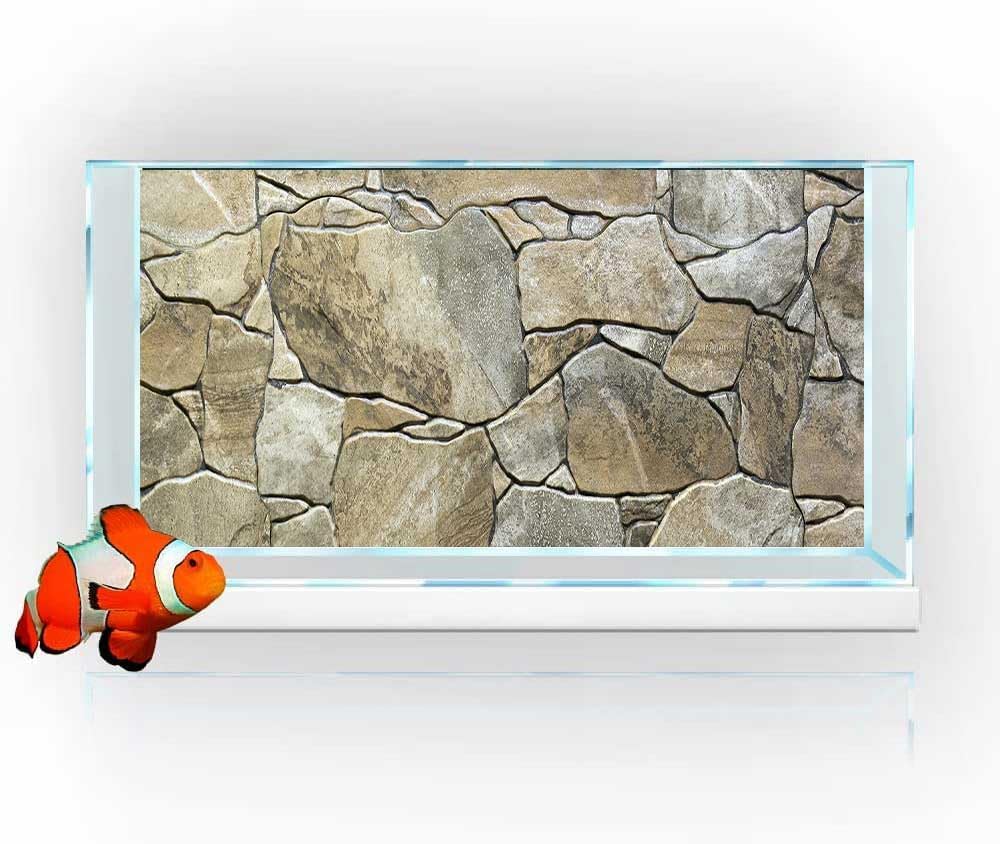 48X24IN Marble Aquarium Background, Art Marble Aquarium Background, Natural Marble Glass Terrarium Background with 8 EVA Double-Sided Tape