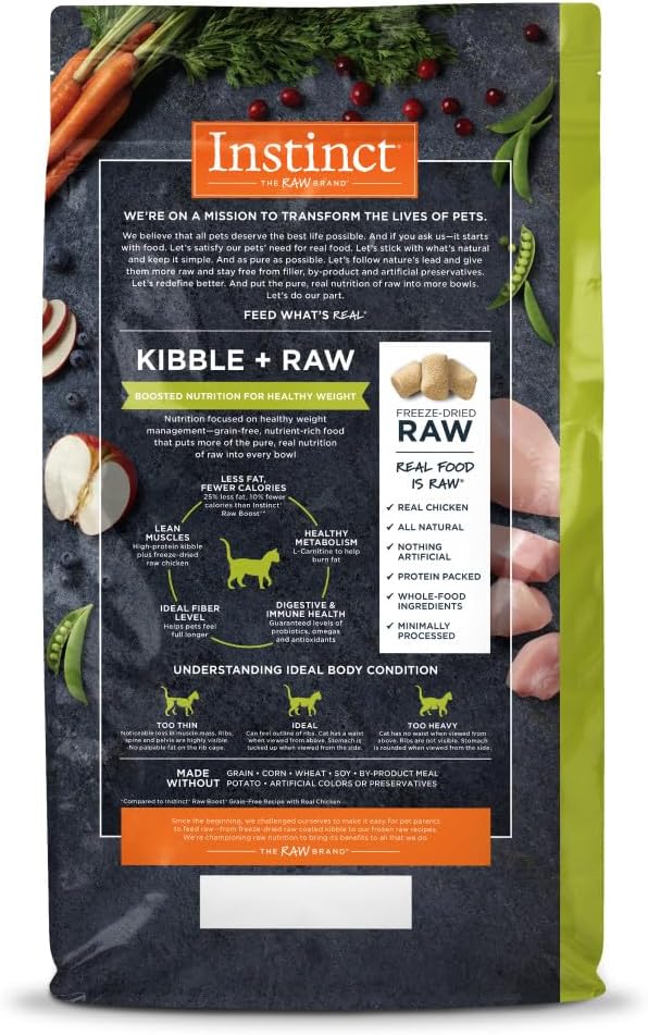 Instinct Raw Boost Healthy Weight, Natural Dry Cat Food with Freeze Dried Pieces, Grain Free Recipe - Real Chicken, 10 lb. Bag