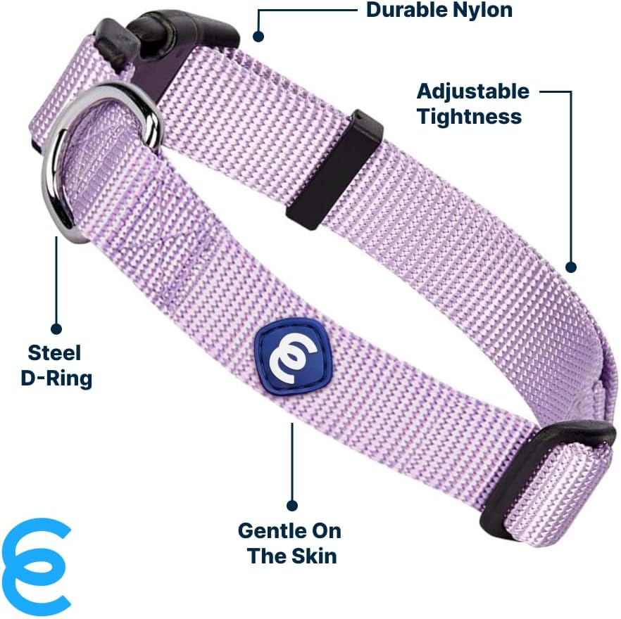 Blueberry Pet Essentials Lavender Dog Collar for Large Dogs | Adjustable Classic Nylon Dog Collars | Comfortable Dog Collar | Stylish Dog Collar for Pet Lovers | 18-26'' Neck