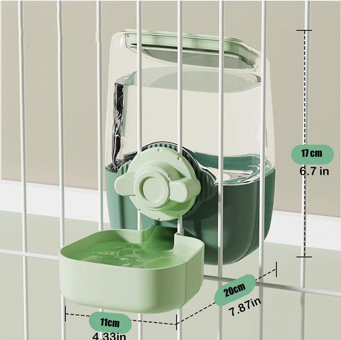 Pet Hanging Automatic Feeders Drinking Bowls，Gravity Rabbit Feeder and Water Set，Cage Cat Food Bowl Feeding Station for Puppy Kitten Chinchilla Hedgehog Guinea Pig Ferret (Green-Water)