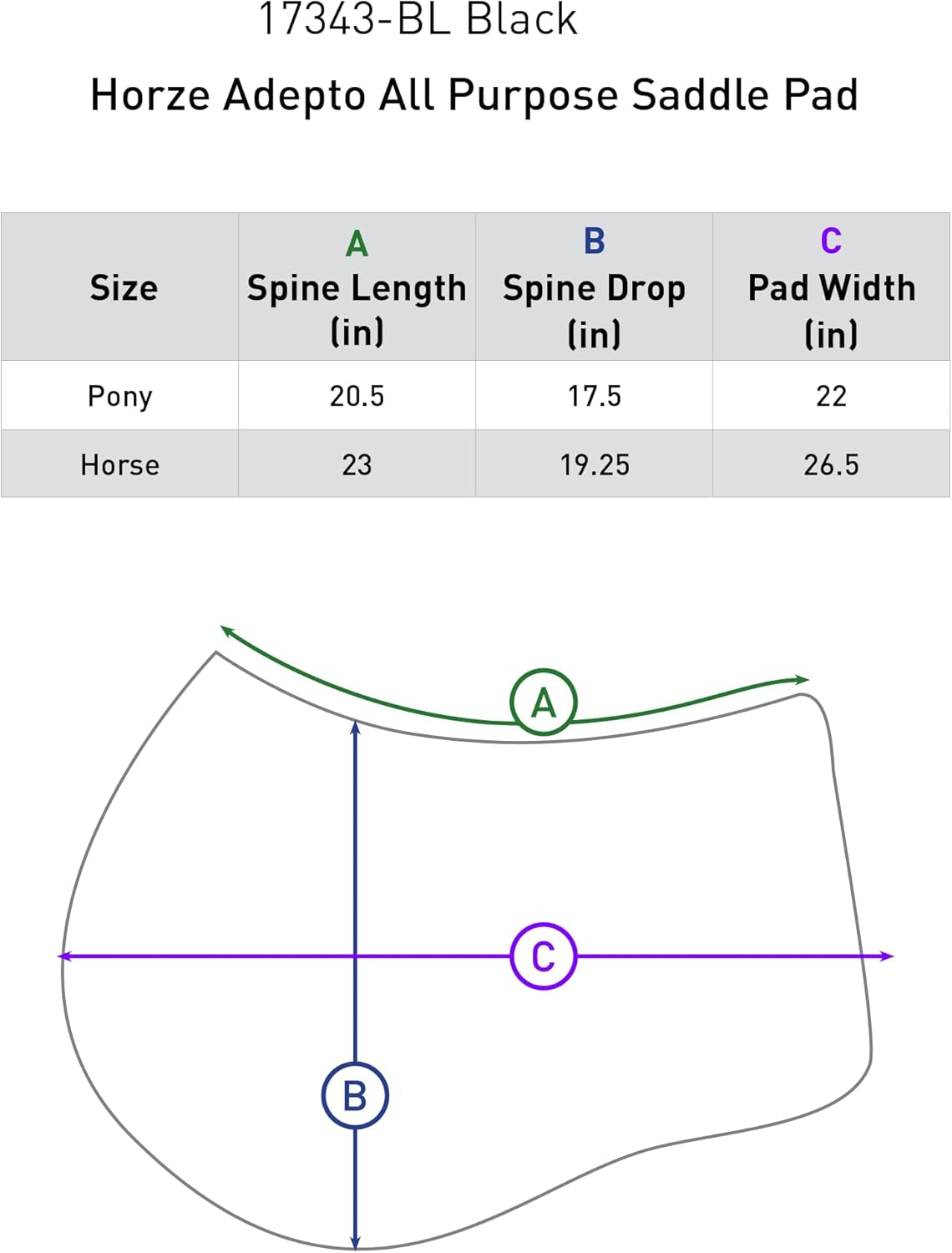HORZE Adepto Padded All Purpose Quilted Equestrian Saddle Pad for Horses with Two-Tone Trim