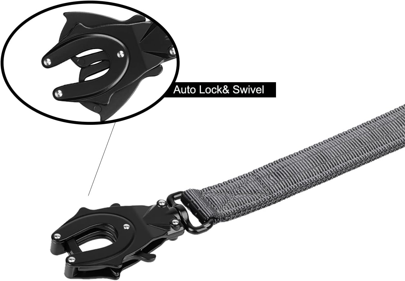 ICEFANG Tactical Dog Leash,K9 Training Walking Bungee Lead with 2 Control Handle,Heavy Duty Quick Release Metal Clasp,for Medium Large Breed (Reflective Grey, 6 FT)