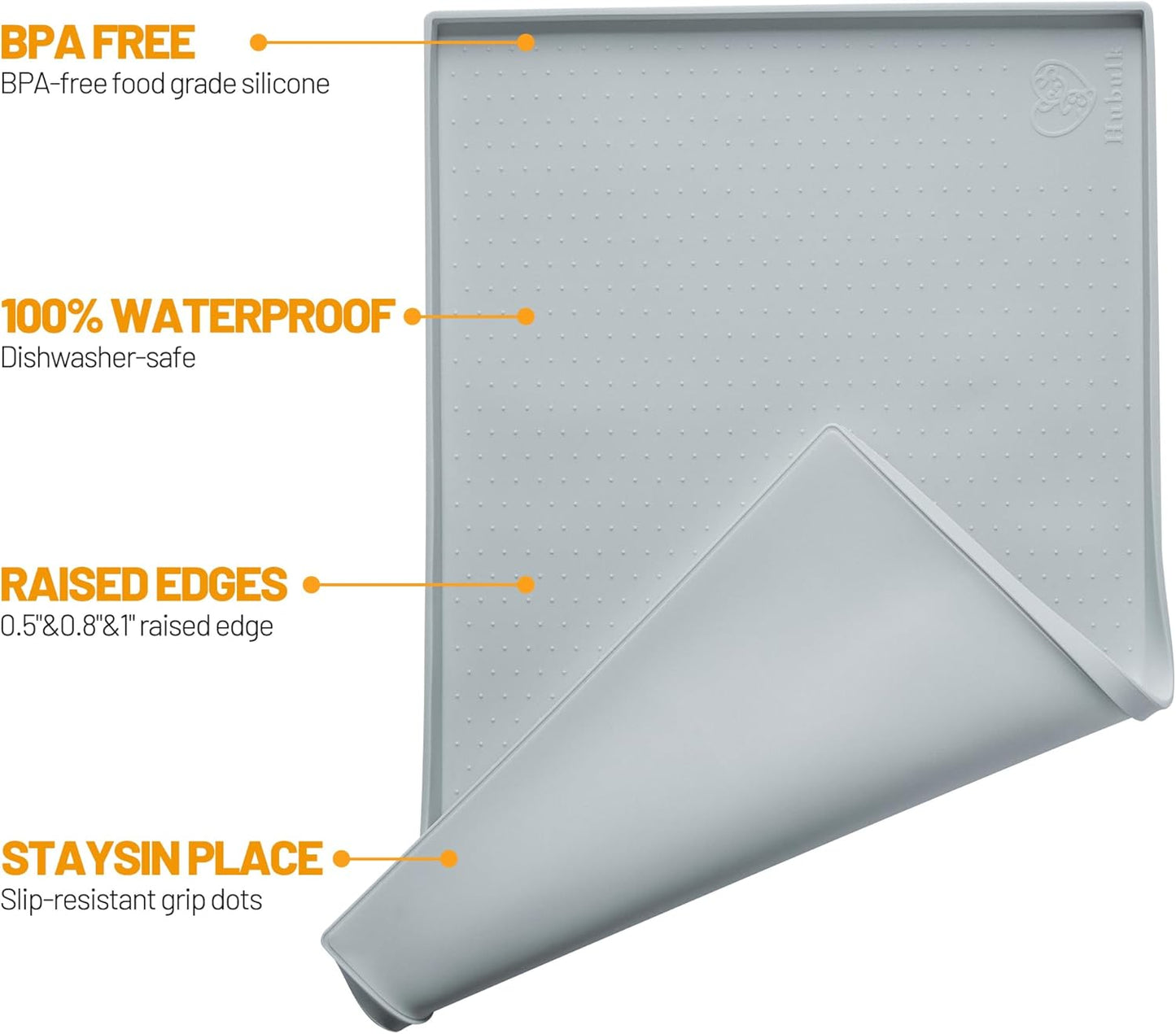 Hubulk Dog Feeding Mat,100% Waterproof Food Grade Silicone Pet Food and Water Bowl Placemat,Dishwasher, High Raised Edge to Prevent Spills,Nonslip Tray to Stop Messes on Floor（28"x18"x0.8", Mist）