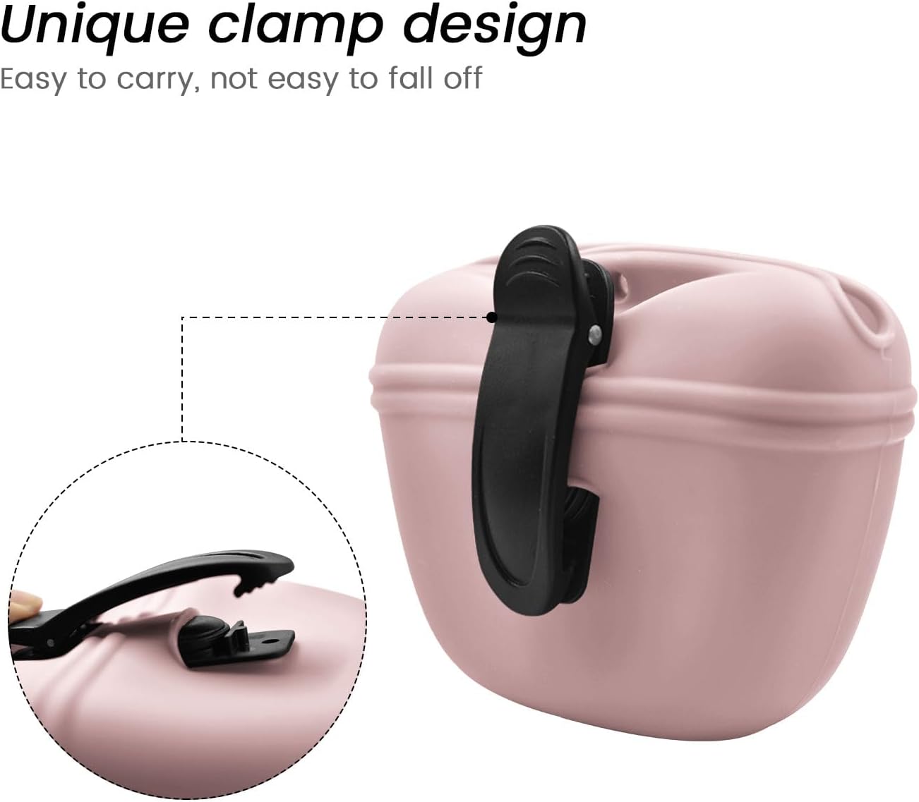 AUDWUD Silicone Dog Treat Pouch,With Dog Training Clicker,Clip on Portable Training Container,Convenient Magnetic Buckle Closing and Waist Clip