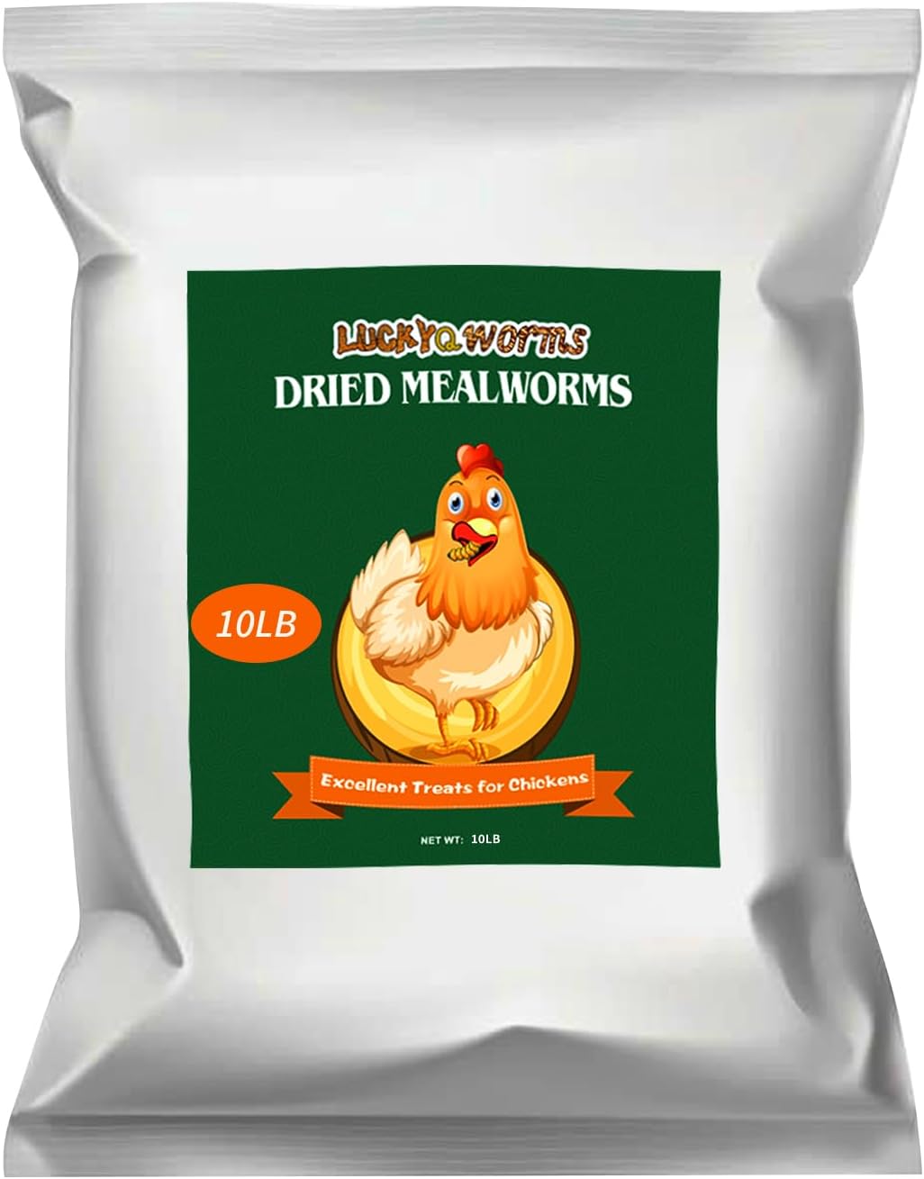 10lbs Mealworms, High-Protein Dried Mealworms for Birds, Chickens, Turtles, Fish, Hamsters and Hedgehogs, Non-GMO and Chemical Free, All Natural Animal Feed
