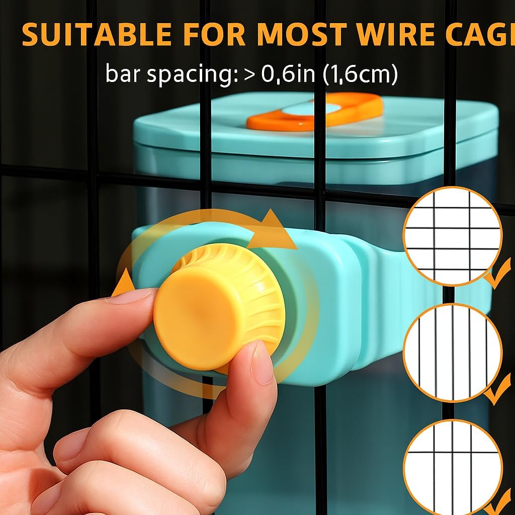 PODOO 34oz Rabbit Food Dispenser, Bunny Feeder Bowl, Large Hanging Automatic Pet Food Dispenser, Hanging Outside or Inside The Cage for Ferret Guinea Pig Rat Cat Puppy (Food)