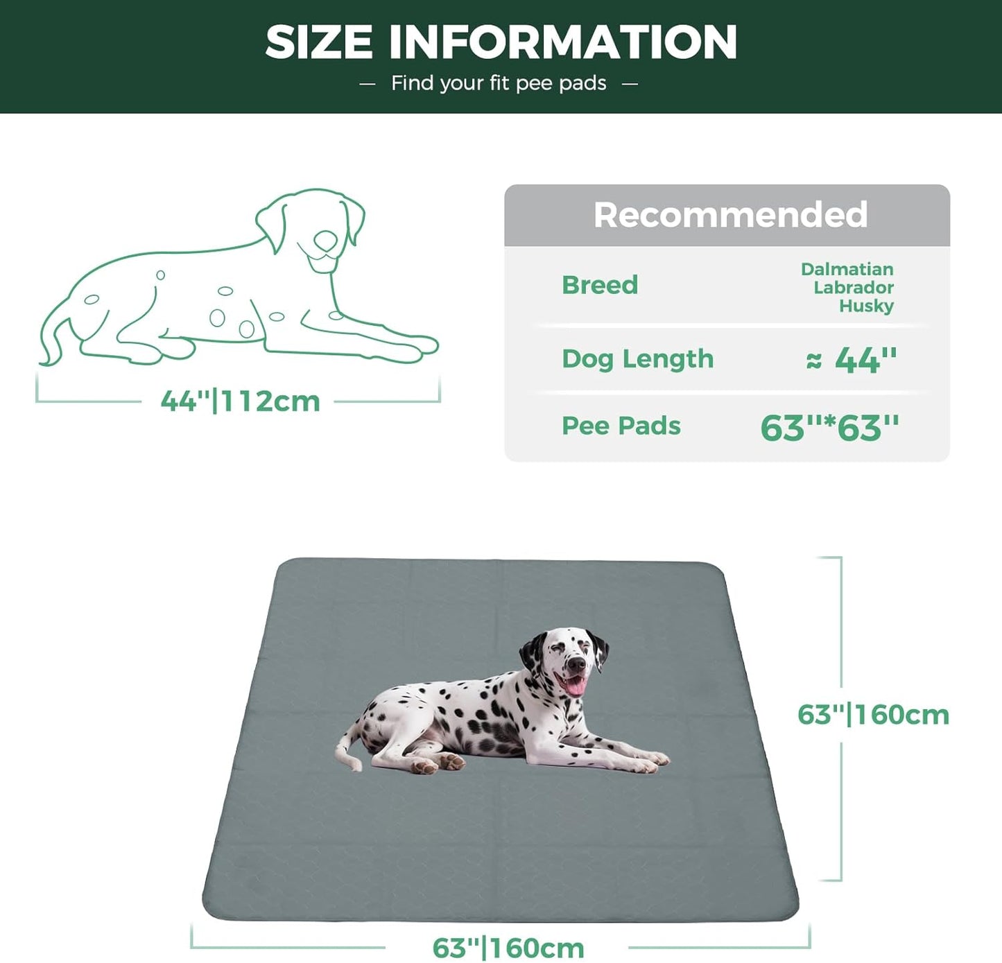 FXW Washable Pee Pads for Dogs, Puppy Pads with Super Absorbent, Specifically Designed for FXW Rollick/Homeplus 24inch 8 Panels Dog Playpen, 63" Square, Gray, 1 Pack