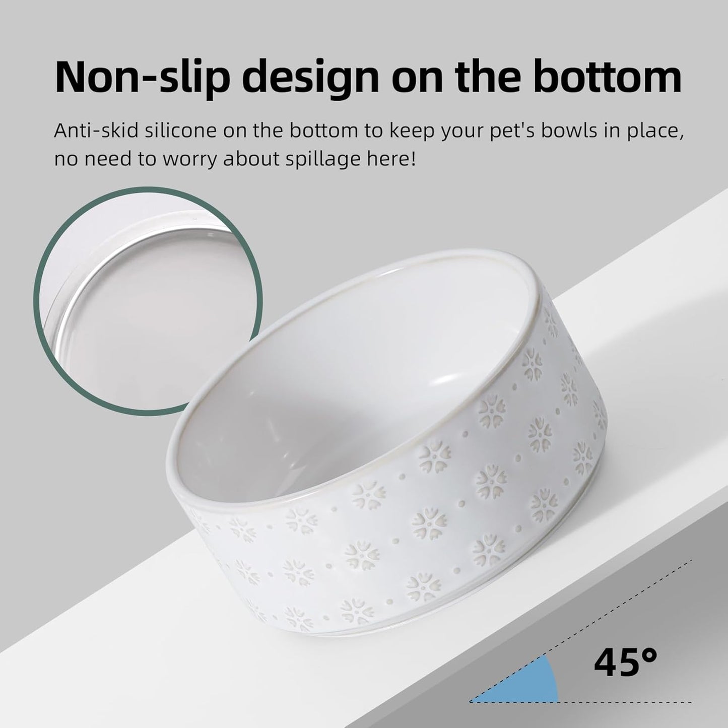 8.2inch Ceramic Dog Bowl, Food and Water Bowl for Large Breed Dog, Pet Bowl for Replacement (Single Bowl, Arctic White)