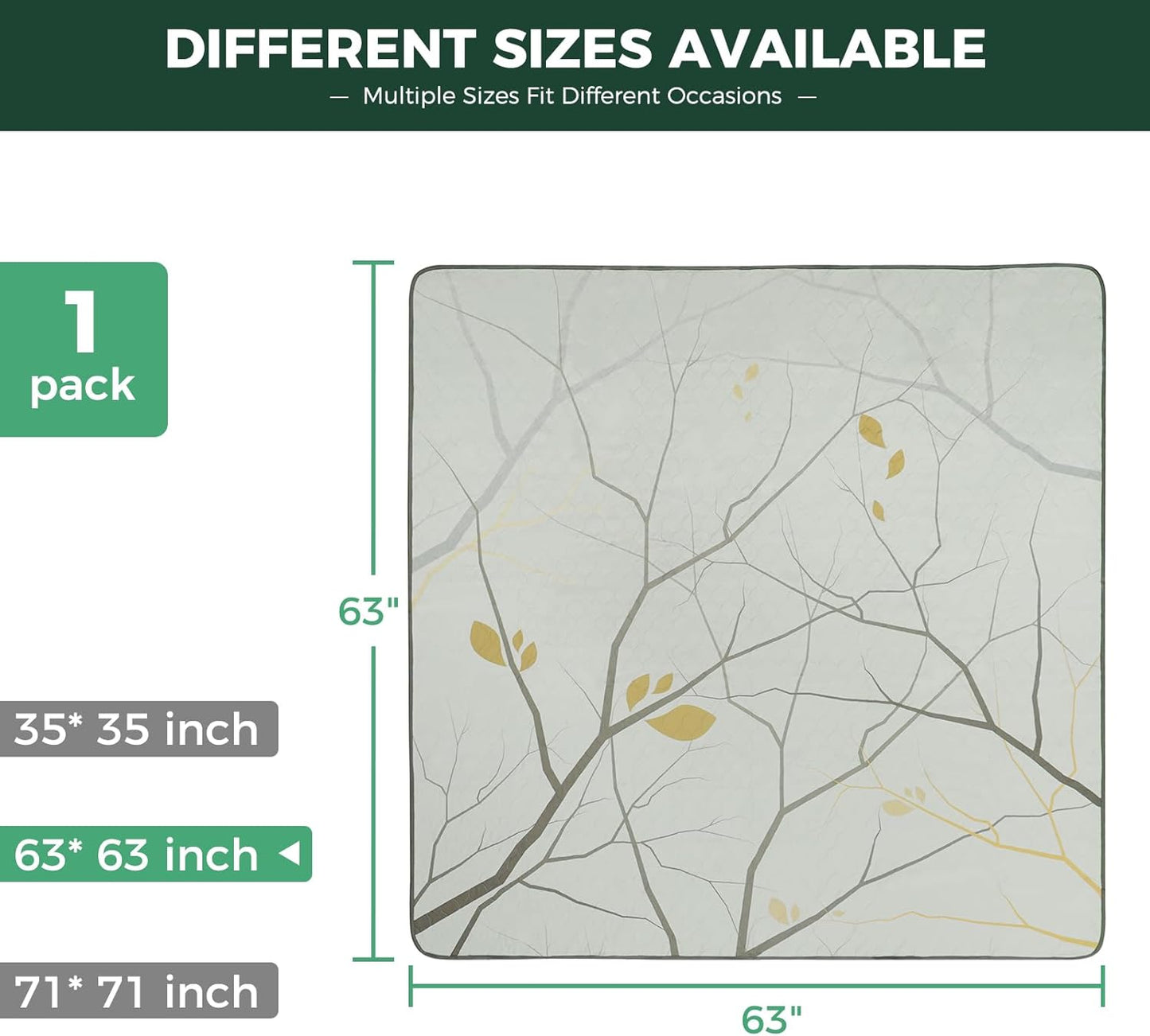 FXW Washable Pee Pads for Dogs, Puppy Pads with Super Absorbent, Specifically Designed for FXW Rollick/Homeplus 24 inch 8 Panels Dog Playpen, 63" Square, Branch, 1 Pack