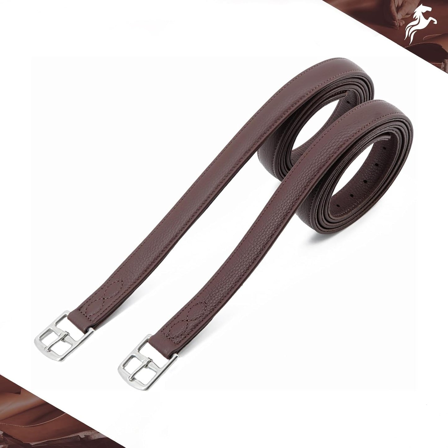 Jeereal Stability English Stirrup Leathers with Strong Nylon Core for Equestrian Riding